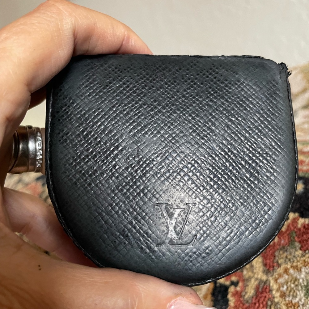 Louis Vuitton Dark Green Textured Leather Coin Pouch